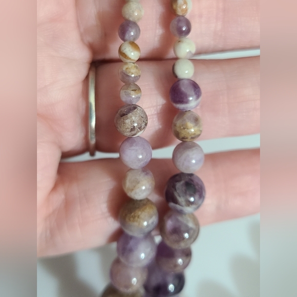 Amethyst graduated beaded necklace ARTISAN beautiful silver tone clasp 22.5" vtg - Picture 14 of 16